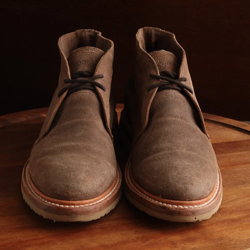 Rhodes Boots Men SZ 10.5 Brown Chukka Wedge Suede Heritage Classic Comfort Ankle